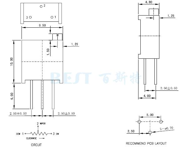 3296Y電位器_參考圖紙